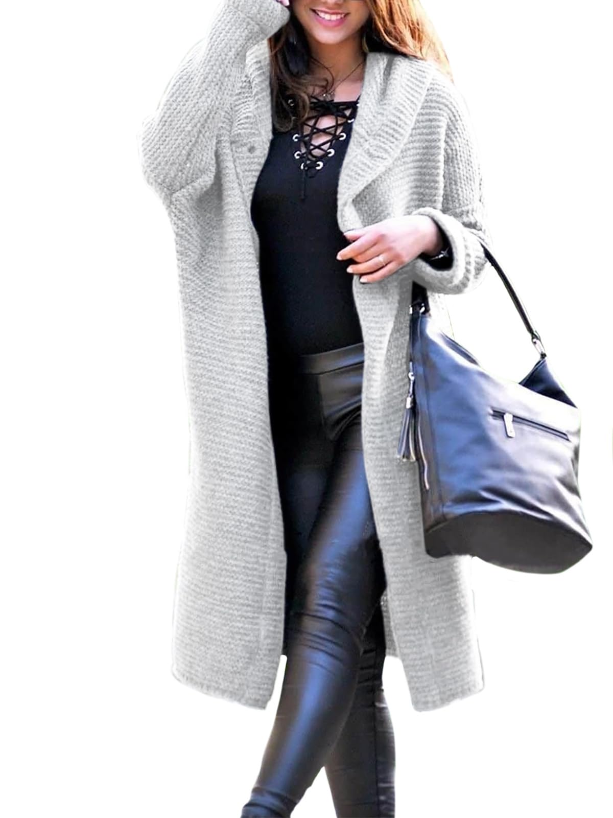 Long Hooded Cardigans Sweaters for Womens Cable Knit Open Front Sweater Coat Long Sleeve Cardigan Jacket Outerwear