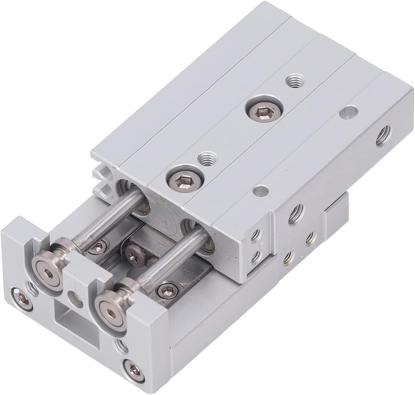 Pneumatic Cylinder, M5x0.8 Double Rod Double Action Parallel Pneumatic Finger Cylinder, Two Way Sealing Aluminum Alloy Stainless Steel Pneumatic Cylinder (HLQ8-20S)