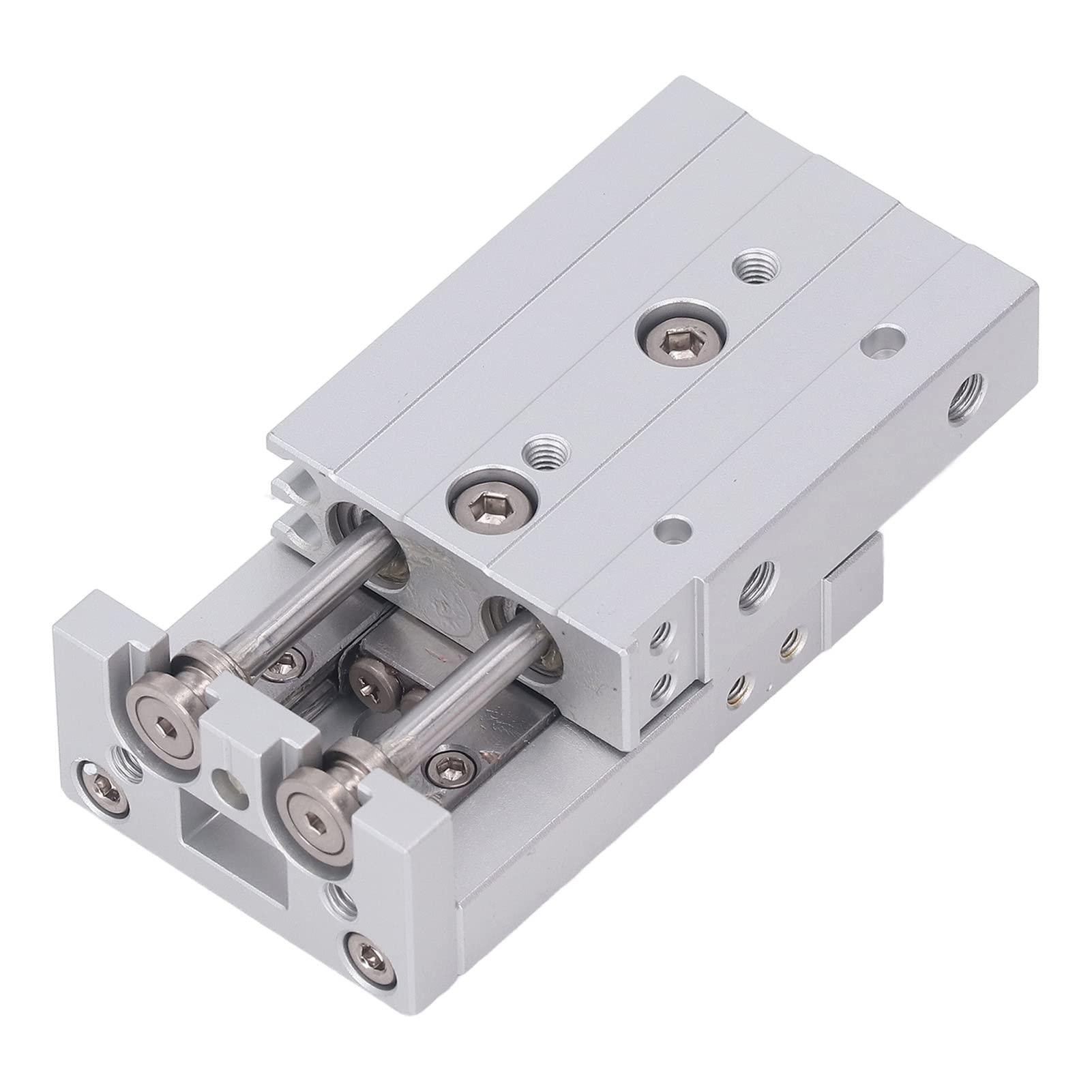 Pneumatic Cylinder, M5x0.8 Double Rod Double Action Parallel Pneumatic Finger Cylinder, Two Way Sealing Aluminum Alloy Stainless Steel Pneumatic Cylinder (HLQ8-20S)