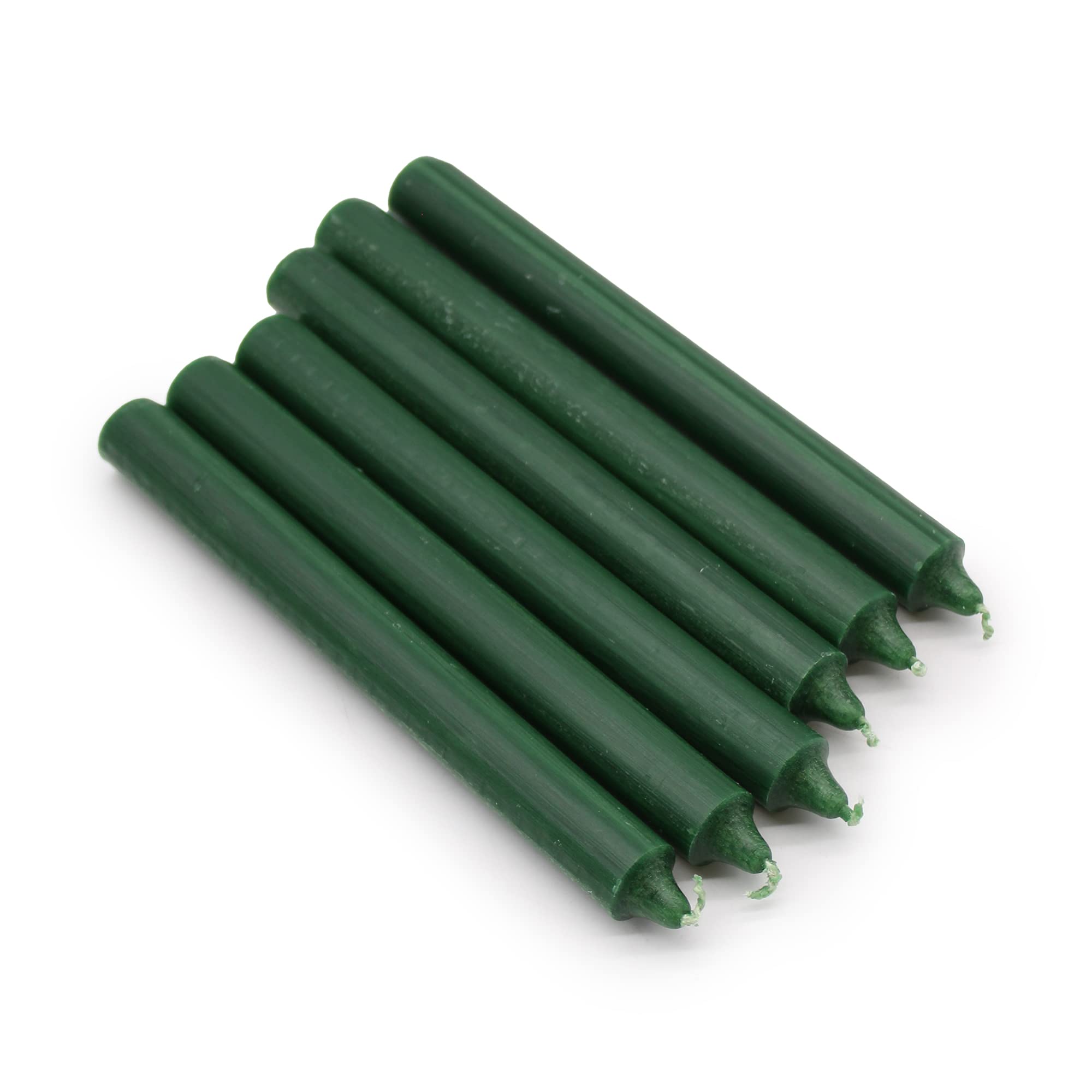 Solid Colour Dinner Candles, Pack of 5 Handmade Candles 20cm x 2cm Rustic Look Bistro Style Taper Candles (Rustic Holly Green) - Image 4
