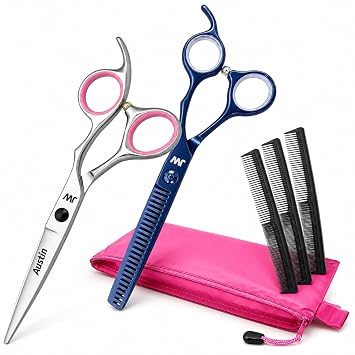JW Professional Hair Cutting Scissors & Thinning Shear Set with Comb Set - Razor Edge Series