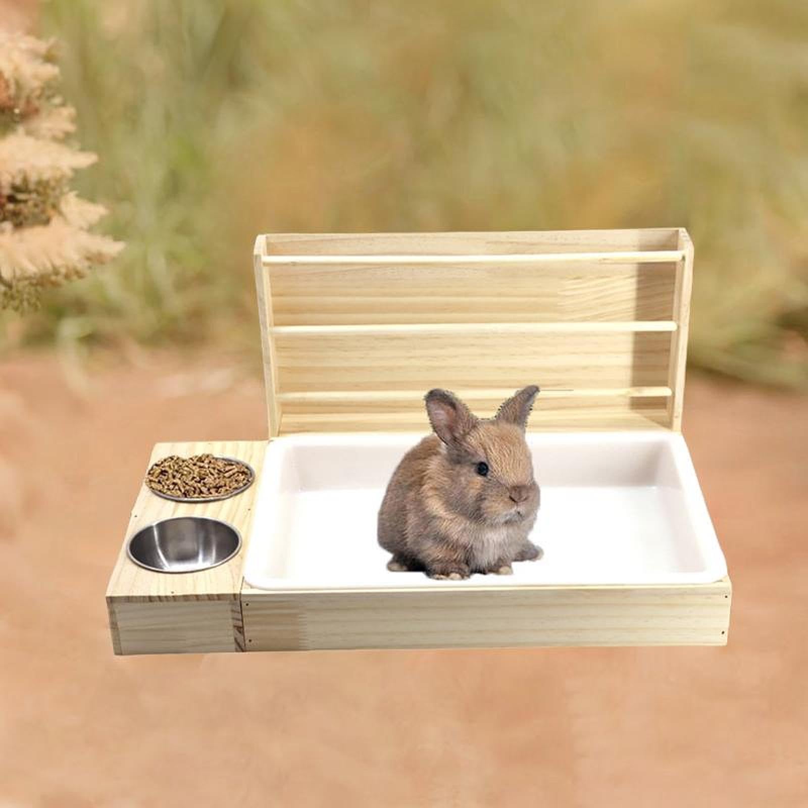 Sharplace Wooden Hay Feeder - Rastrelliera per fieno in legno, mangiatore di fieno di coniglio, con vassoio per lettiera, supporto per alimenti in erba per piccoli animali Hay Herder for Ferrets