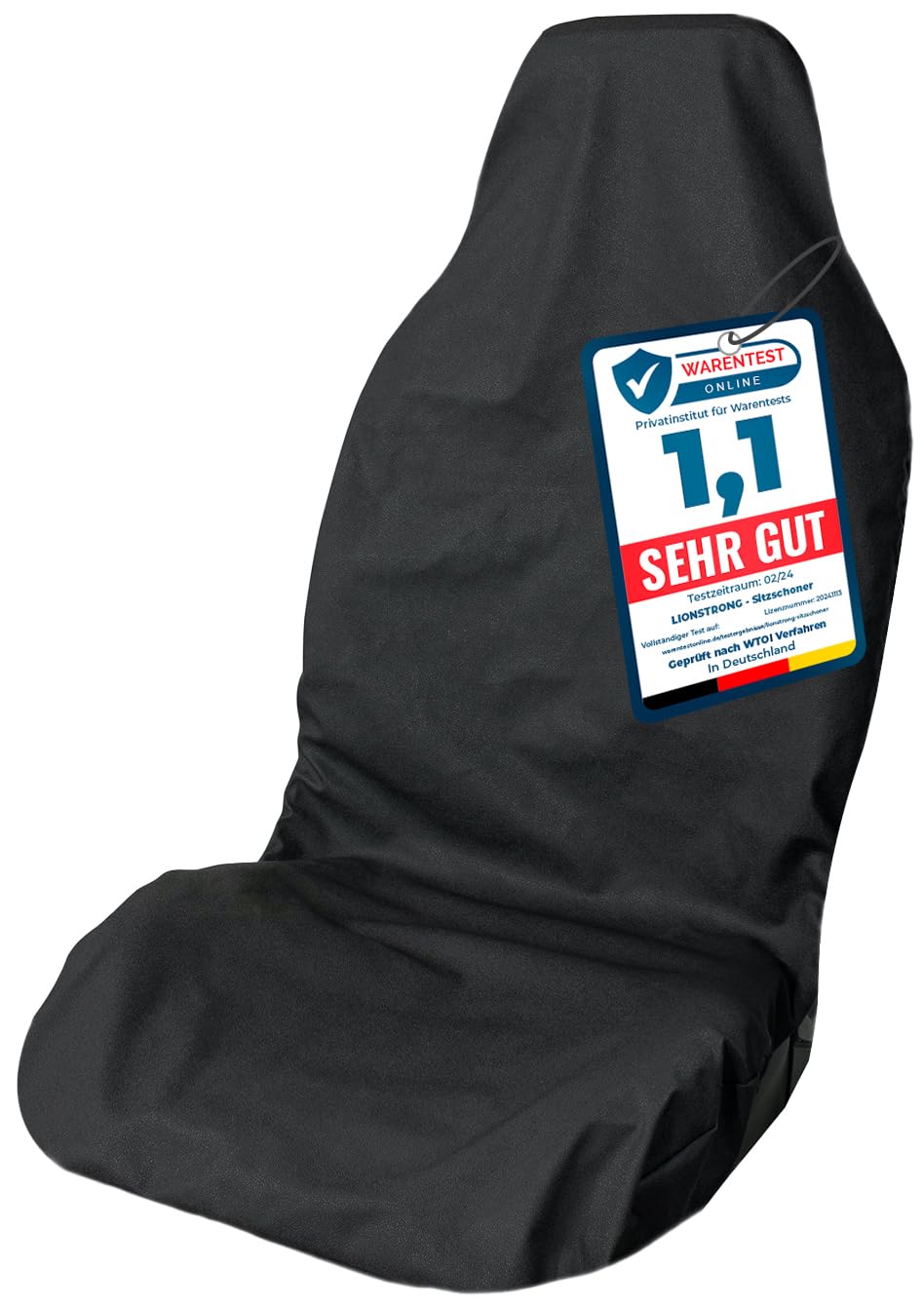 LIONSTRONG® Autositzschoner Vordersitz universell kompatibel [WASSERDICHT] - Autositzbezüge Vordersitze - Sitzschoner Sitzbezüge Auto - Autositz Sitzschutz - Werkstattschoner - Polyester