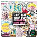 社会正義ステッカー 黒人権 女性の権利、平等活動 ウォーターボトルステッカー スクラップブック ラップトップ ジャーナル 封筒 スケートボード 電話 ソーシャルワーカー ビニールデカール バルクパック (50枚)