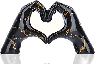 DOVDOV Black and Gold Gesture Statue, Modern Love Statue, Finger Sculpture, Modern Art, Heart Finger Decoration, Wedding, Office, Living Room, Coffee Table, Dining Table, Centerpieces