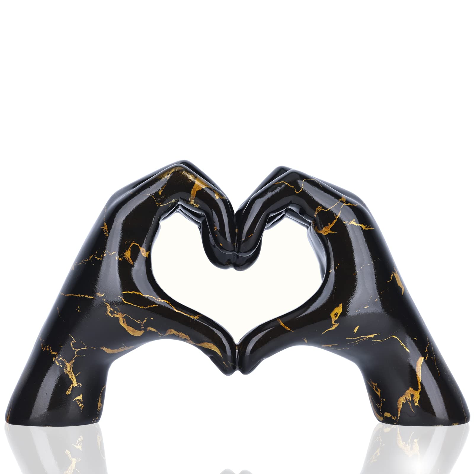 Black and Gold Gesture Statue, Modern Love Statue, Finger Sculpture, Modern Art, Heart Finger Decoration, Wedding, Office, Living Room, Coffee Table, Dining Table, Centerpieces
