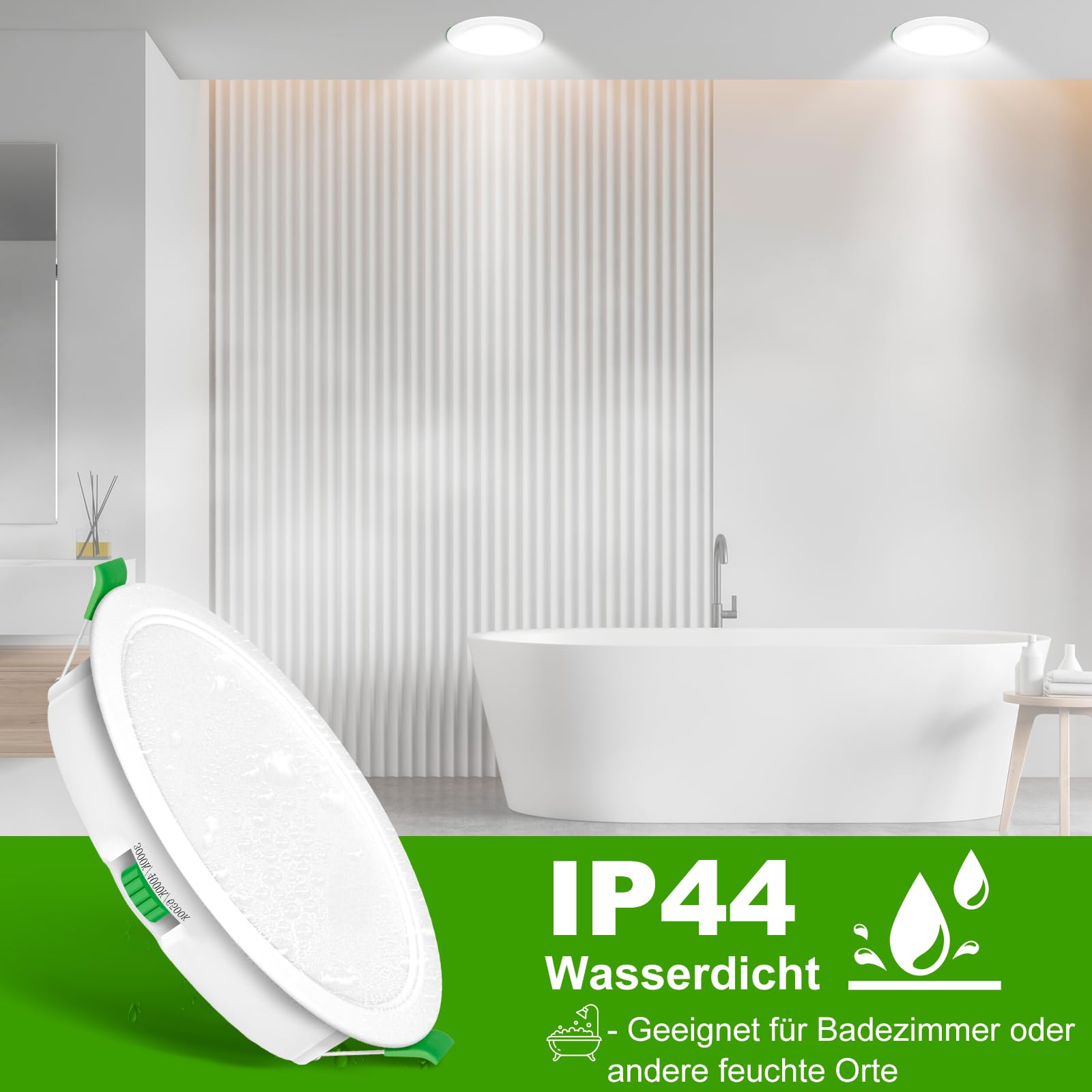 Faretti Led da Incasso per Cartongesso 230V, 10W Foro Φ 95-105mm, IP44, Dimmerabile, Faretti LED Soffitto, Bianco Caldo 3000K Bianco Neutro 4000K Bianco Freddo 6500K, Set di 12