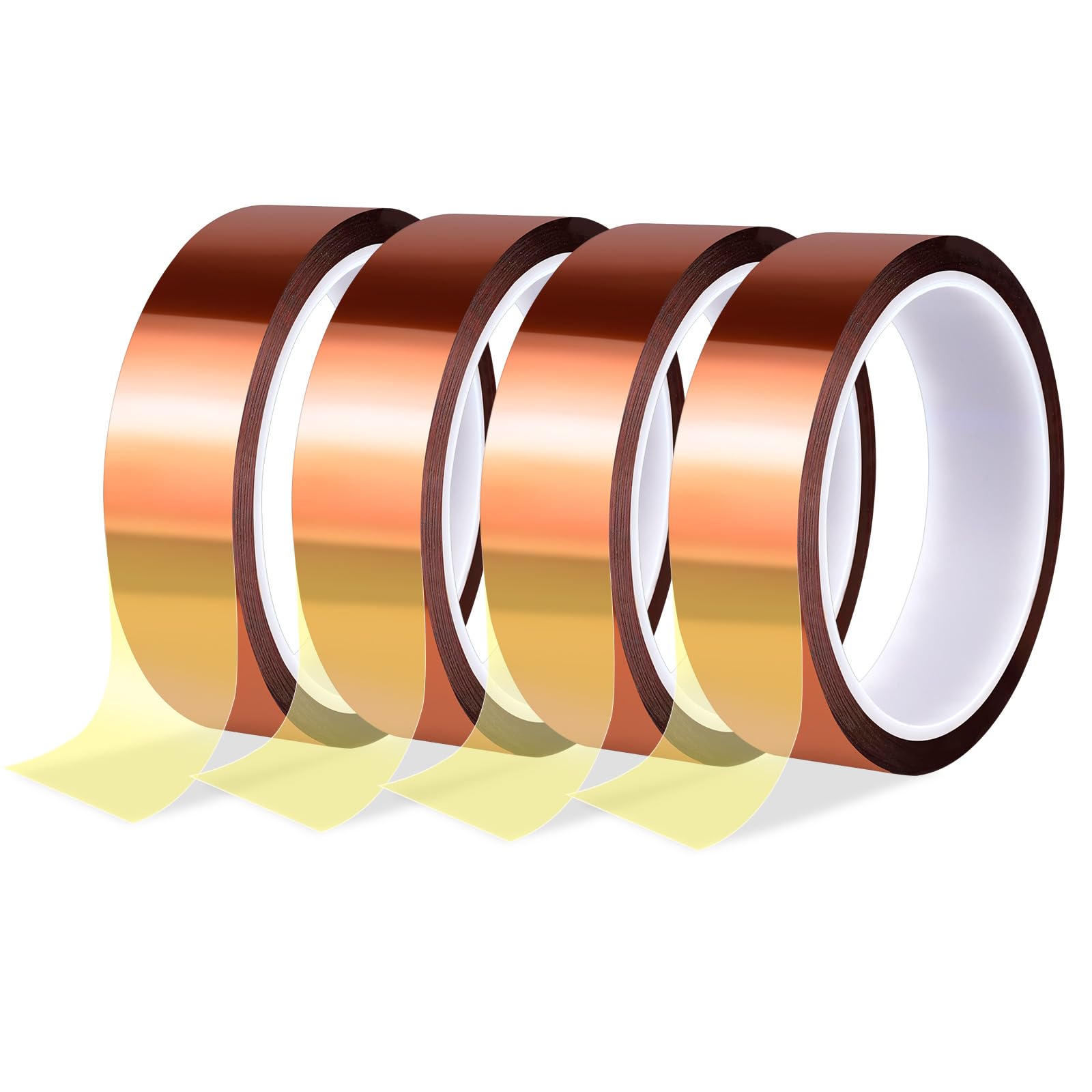CAIYUANGUANGJIN 4 Rolls Polyimide High Temperature Tape, 25mm X 33m Heat Resistant Tapes, No Residue Kapton Tape Suitable for Masking Soldering Electrical 3D Printers Sublimation