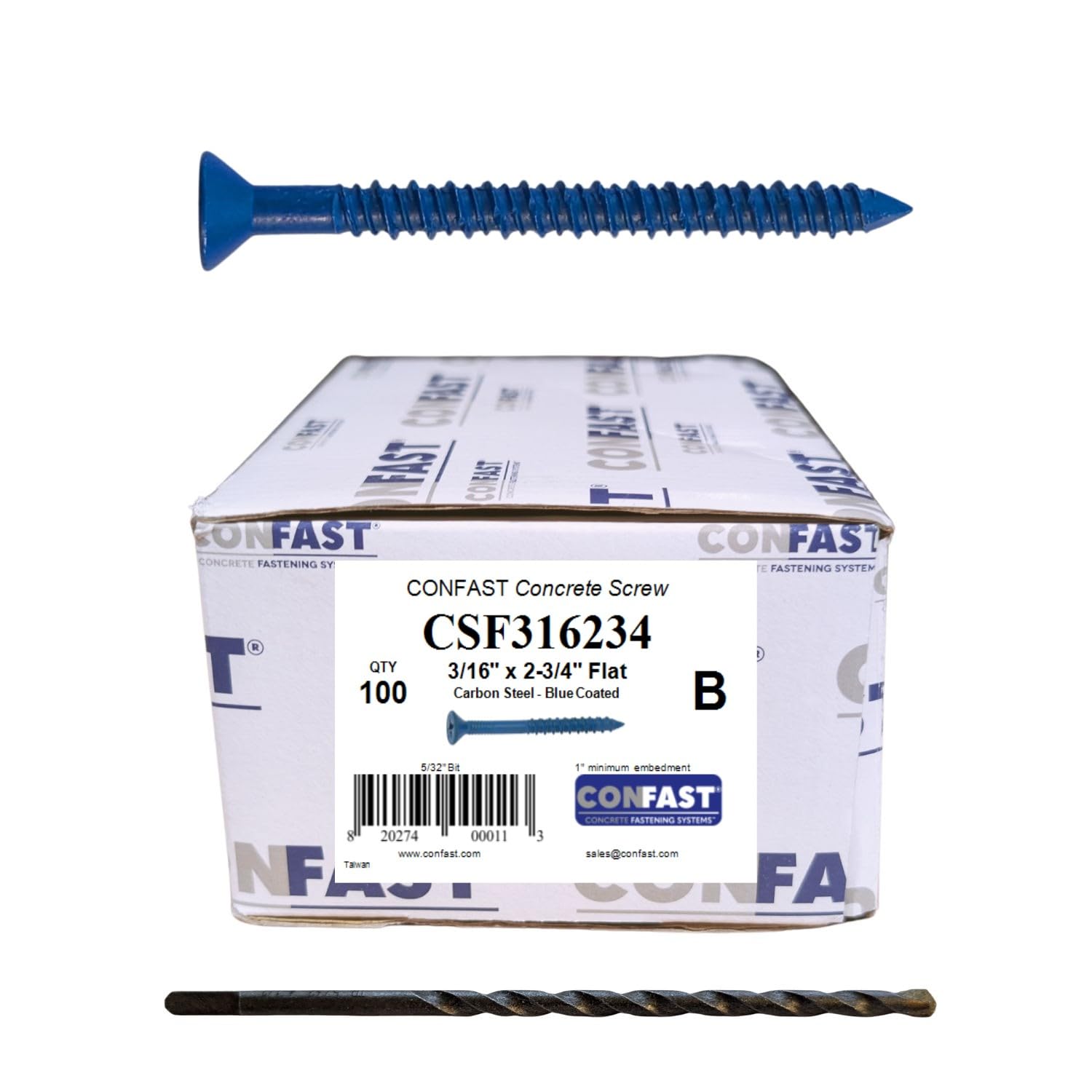 Blue Concrete Screws - 3/16" CONFAST Anchors -1