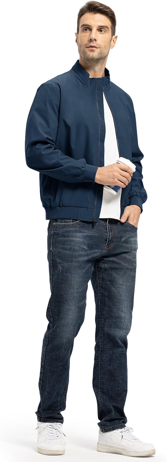 TBMPOY Mens Lightweight Jackets Light Windbreaker Full Zip Casual Work Jacket Golf Business Fall Track Coat with Pockets - Image 7