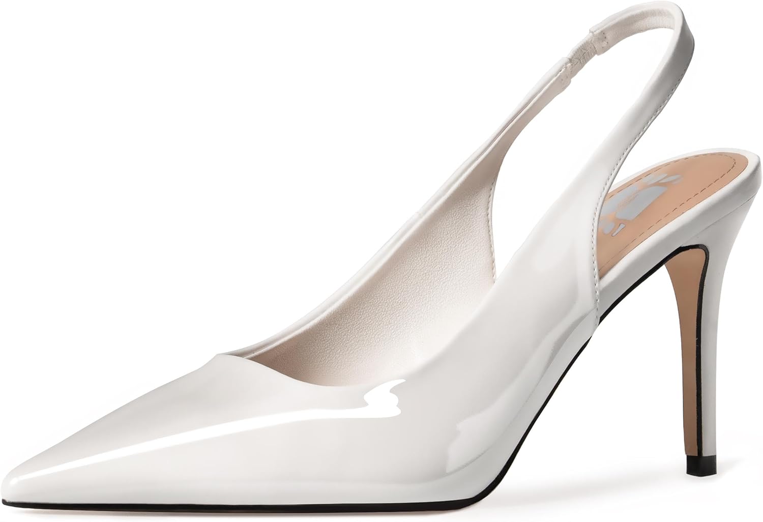 heelchic Slingback Heels for Women Pointed Toe Stiletto Heel Closed Toe Pumps Slip on High Heels 2.95 inch Dress Pumps