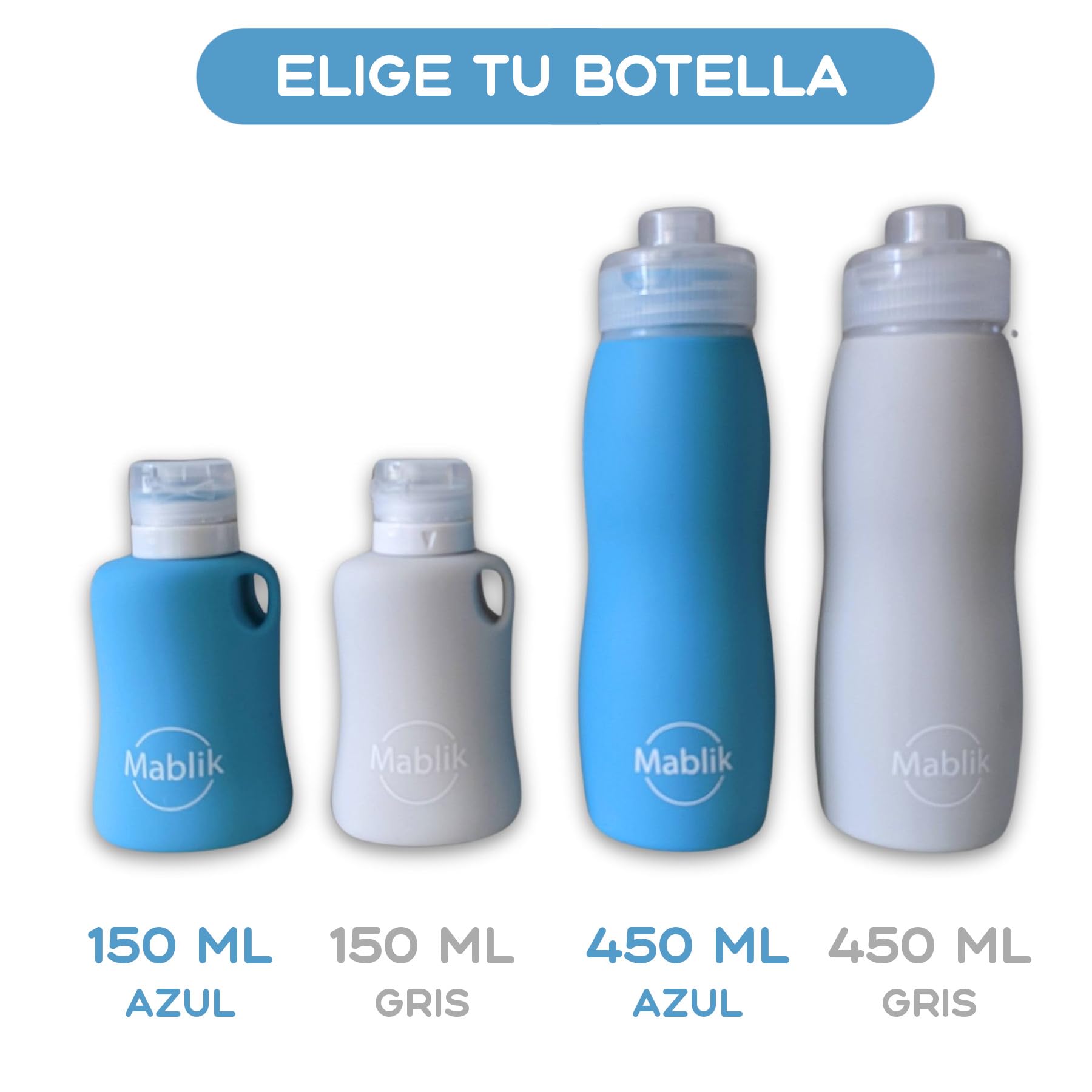 Botella Pipi Perros Silicona 450 ml, Color Azul. Botella Pipi Perros Calle, Plegable y Portátil Antigoteo, Resistente, Chorro a Presión. con Mosquetón y Goma Elástica. (Azul 450 ml)