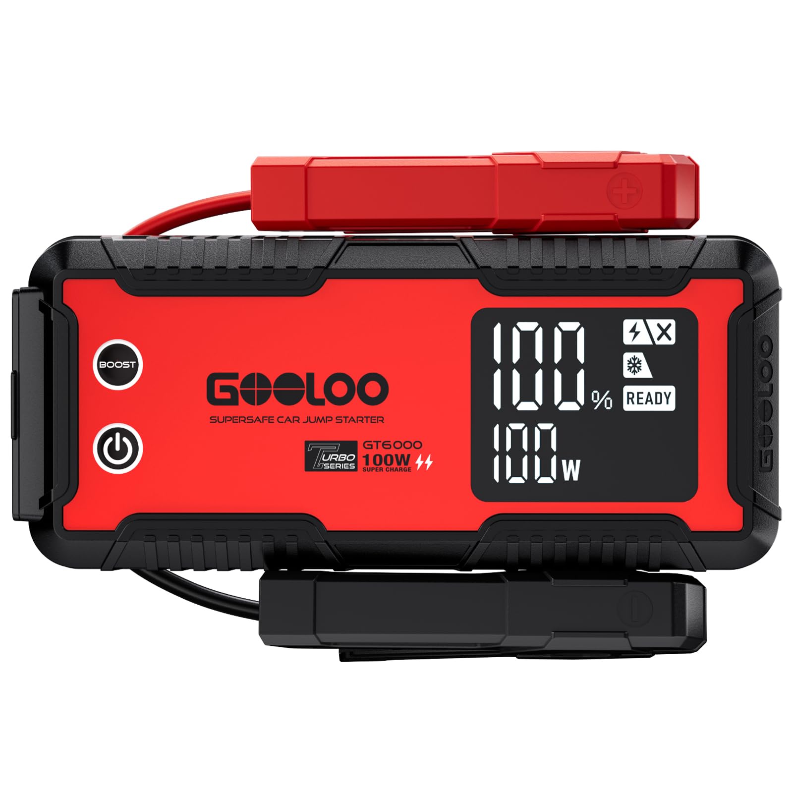 GOOLOO GT6000 Starthilfe Powerbank,6000A Peak Ultar Sicher Zweiwege-Schnellladegerät für 12V Fahrzeuge(All Benzin und 12 L Diesel), Booster Auto Starthilfe mit LED Taschenlampe UND 3,2 LED Bildschirm