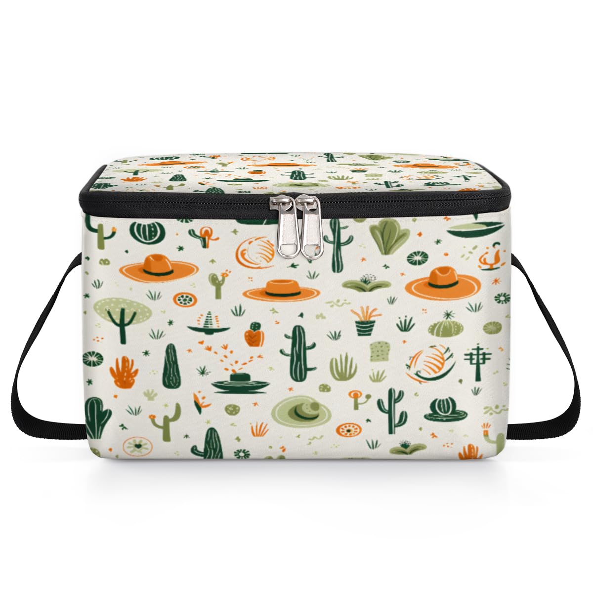 GzLeyigou Cactus and Hat Lunch Bags for Women Men 9 Cans, Hot & Cold Food Delivery Bag Insulated Grocery Bag Insulated Lunch Box Cactus Cooler Bag for Office Work Picnic Beach