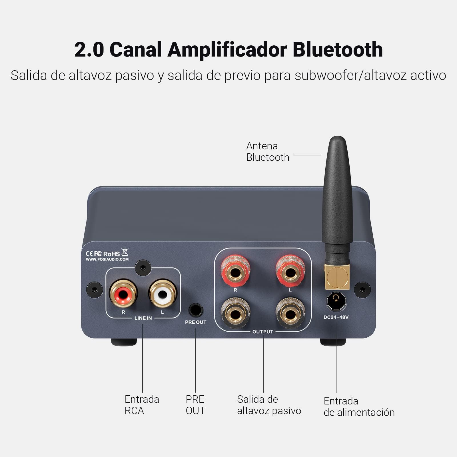 Fosi Audio BT20A Pro Amplificador HiFi+Fosi Audio SP601 Altavoces de Estantería