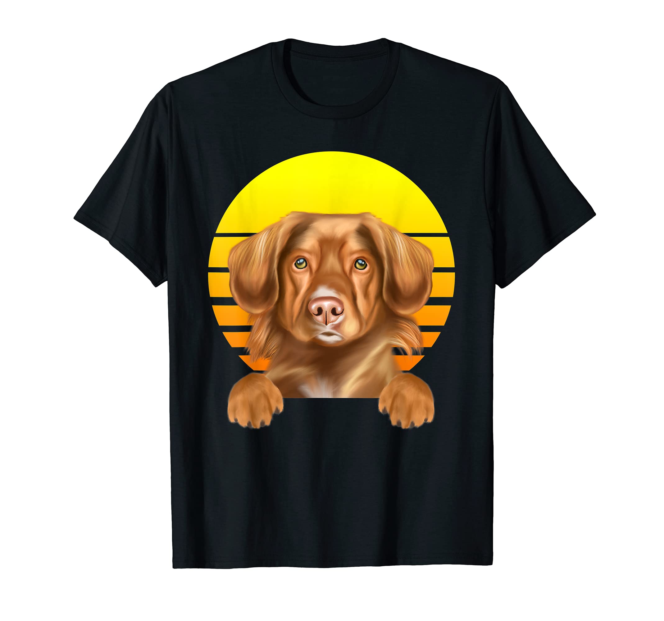 Vintage Sunset Duck Tolling Retrievers Dog Lover T-Shirt, Black