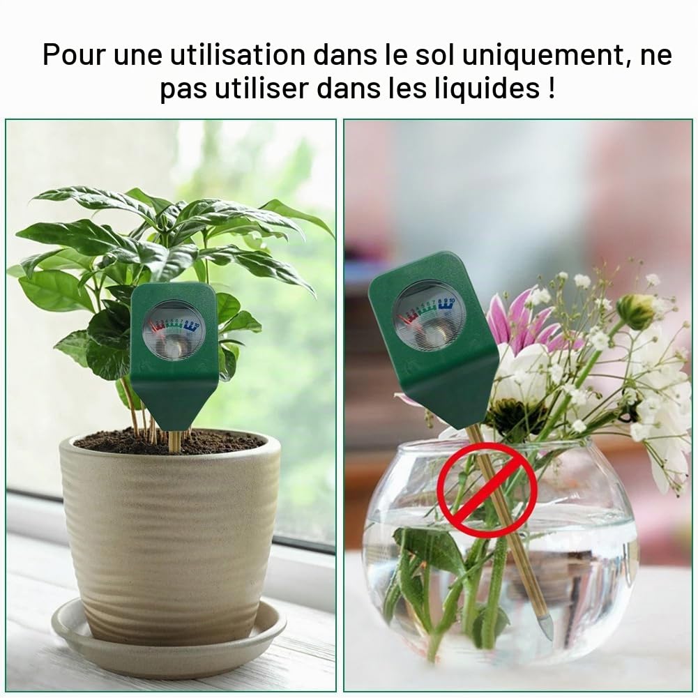 Lot de 10 mini hygromètres portables testeur d'humidité du sol pour plantes en pot