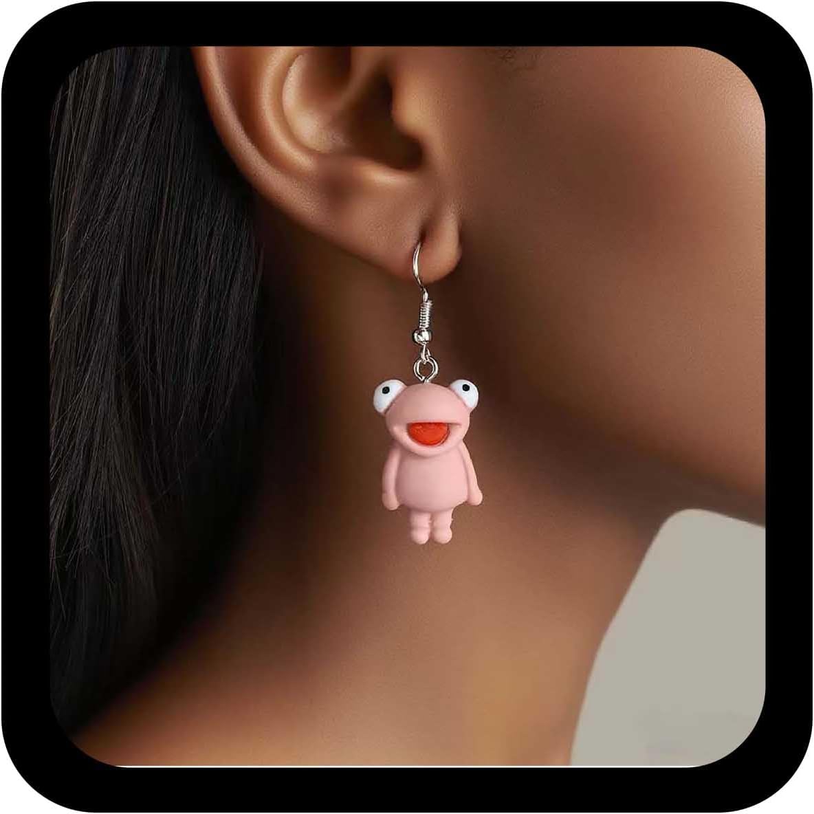 Vintage Frog Dangle Earrings Acrylic Frog Drop Earrings Pink Toad Earring Tree Frogs Dangle 3D Animal Earring Jewelry for Women