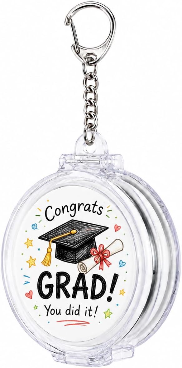 2.25" Pin Button Display Case, Clear Acrylic Stand-Up Holder with Keychain for Birthday, Campaign, Event, Souvenir & Collectible Buttons, Protective Storage Case for Digital Badge