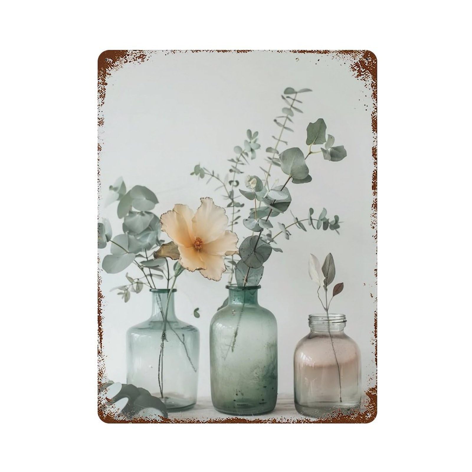 HDURYEYRYY Eucalyptus Glass Vase 01 Wall Retro Iron Vintage Art Metal Tin Sign Poster Modern Home Cofffee Club Art Bar Shop Decor 40x30cm