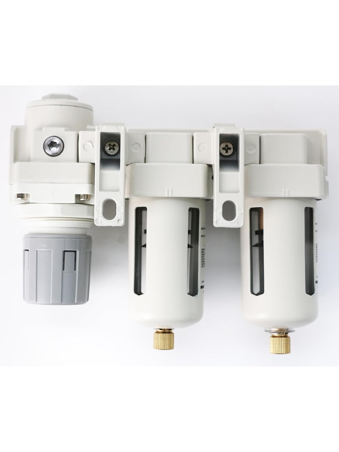 3/8" NPT Air Compressor Filter Regulator Combo with Semi-Auto Drain, Double 5 Micron Brass Elements, 3/8" Air Drying System, Compressed Air Water Separator, 70 SCFM, 0-145 PSI