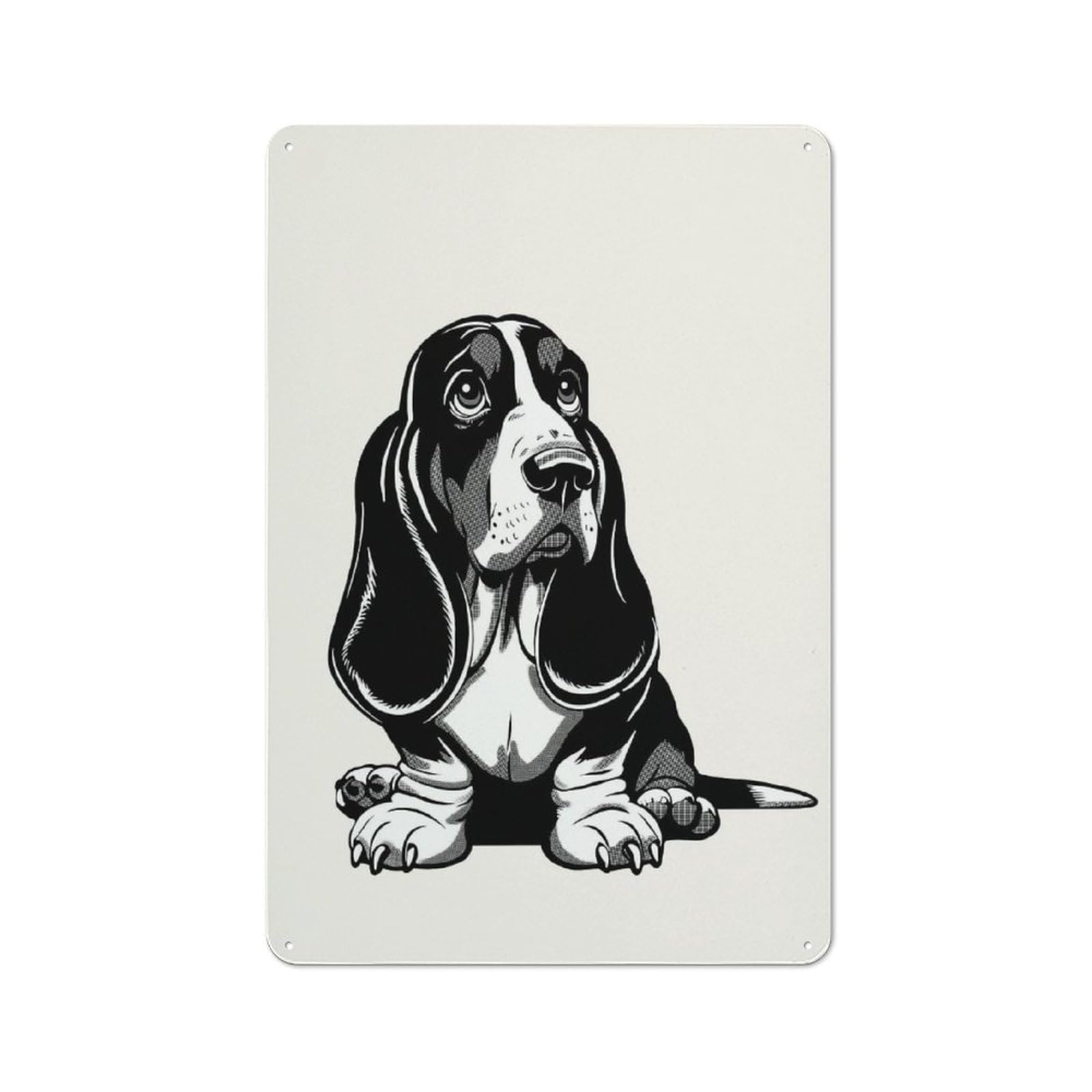 Junmoney Style-23 Basset Hound(2) Retro Metal Wall Decor 30X20cm, Vintage Tin Sign For Coffee Bar, Kitchen, Bistro Or Tea Corner