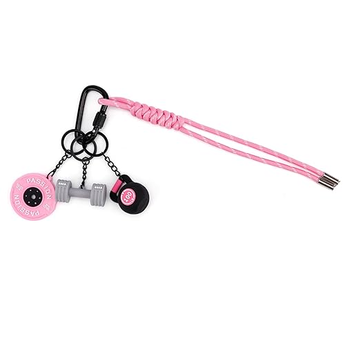 Gym Keychain, Cute Pink Barbell Plate Dumbbell Kettlebell Key Chain