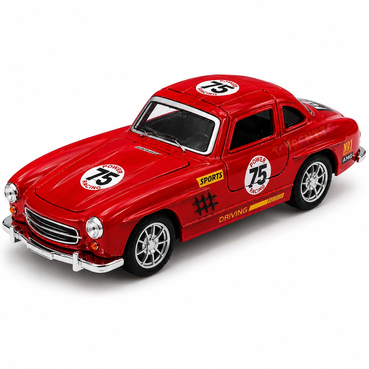 1:36 Scale Die Cast Metal Vintage Racing Car Toy for Kids Pull Back Sports Model with Opening Doors and Trunk Collectible Miniature Vehicle Red Classic Toy Car Gift for Boys and Girls-image-19