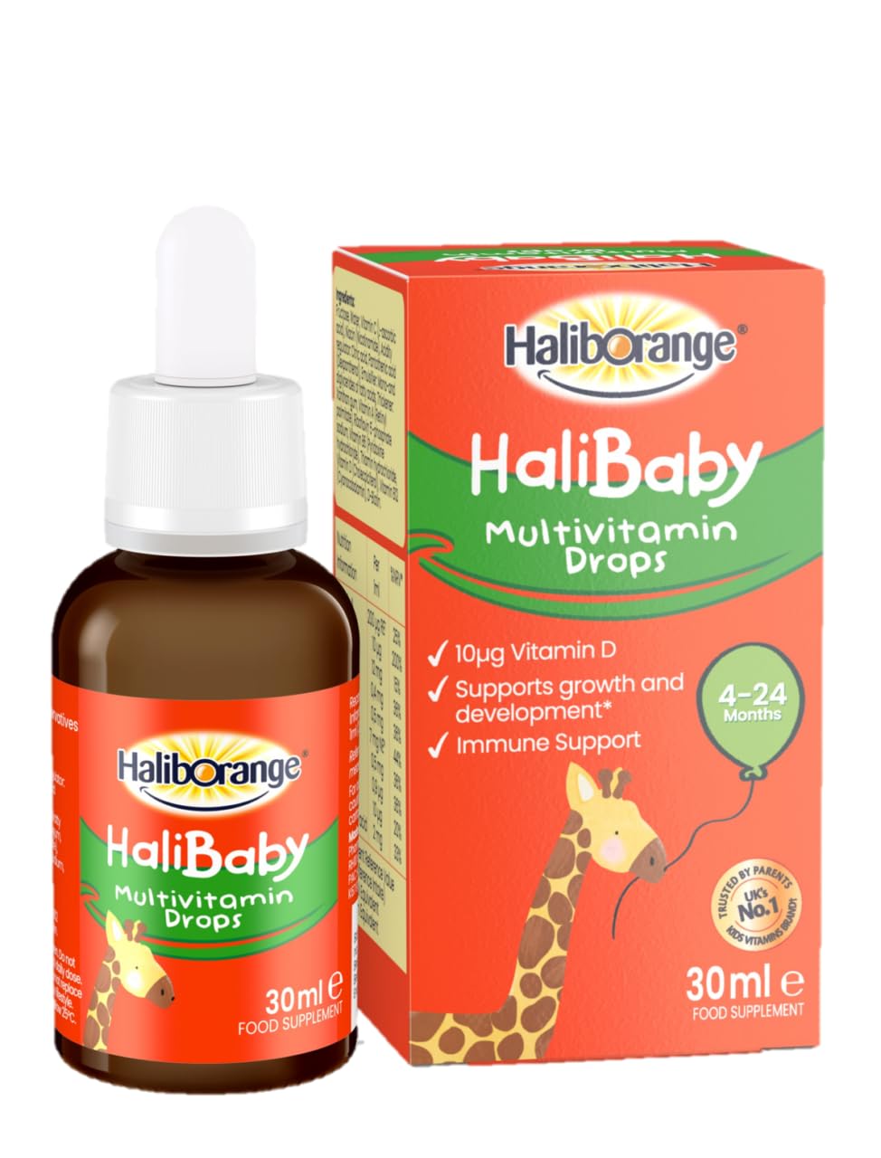 Haliborange Halibaby Oral Multivitamin Drops 30ml | Infant Liquid Supplement | Vitamin A, Vitamin D, Vitamin C | Supports Immune System, Bone Health | Easy-to-Administer Dropper Bottle