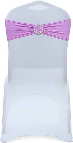 Miniatura 2 de MDS - Paquete de 100 bandas elásticas de elastano para silla, lazos elásticos para sillas con hebilla deslizante, ajuste universal para bodas,