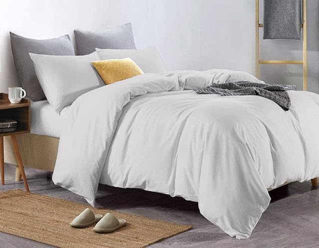 Euphoric Gifts 100% Pure Cotton (Egyptian Cotton) SUPER KING SIZE Duvet Cover Bed Set in Plain Light Grey - includes duvet cover, fitted sheet & pillowcases