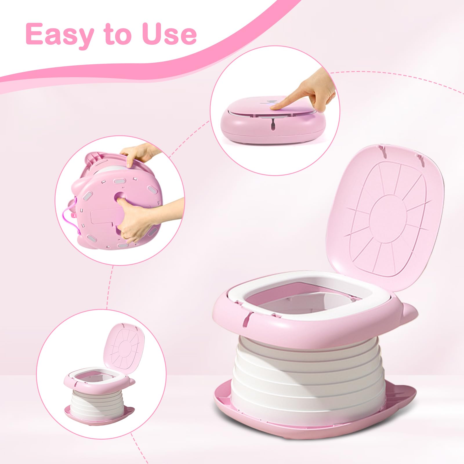 Orinal portátil para viajes de niños pequeños, silla de entrenamiento para orinal de viaje con bolsa de viaje, inodoro de entrenamiento para bebés para exteriores e interiores, fácil de