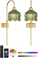 Vista 15 de Apliques de Pared Vintage con Enchufe, Apliques de Pared Regulables Juego de Dos, Lámparas de Pared con Cable de Enchufe y Pantalla de Cristal