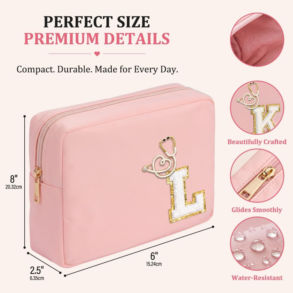 Personalized Initial Makeup Bag for Women Travel Cosmetic Case Toiletry bag image 5