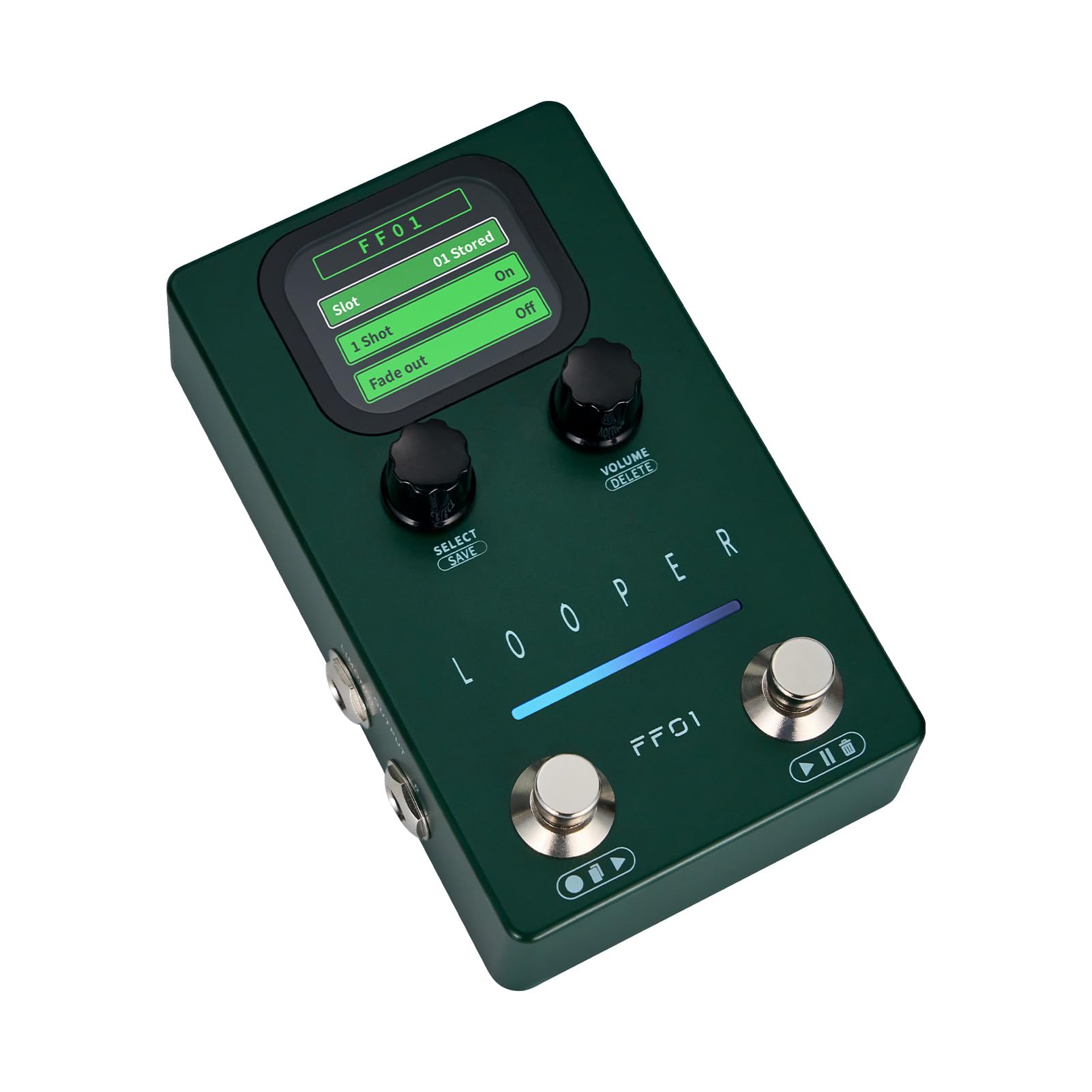 Kavolet FLAMMA Hochleistungs-Looper-Gitarrenpedal mit Audio-Konnektivität für Bassgitarristen, ABS-Grün, 40 Steckplätze (EU-Stecker)