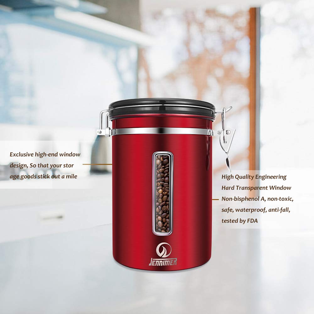 JENNIMER Coffee Container Airtight Large with Transparent Window