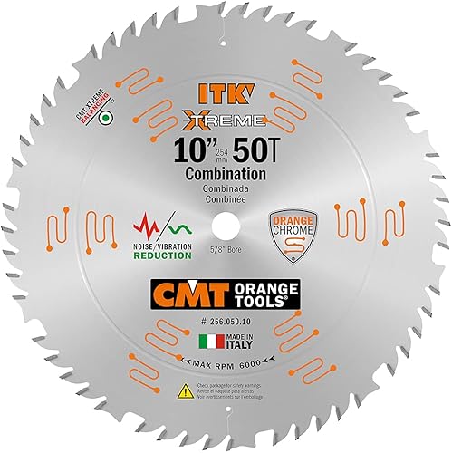 CMT 256.050.10 ITK XTreme - Hoja de sierra combinada industrial, 10 pulgadas x 50 dientes, 4 ATB + 1 molienda plana con orificio de 58 pulgadas