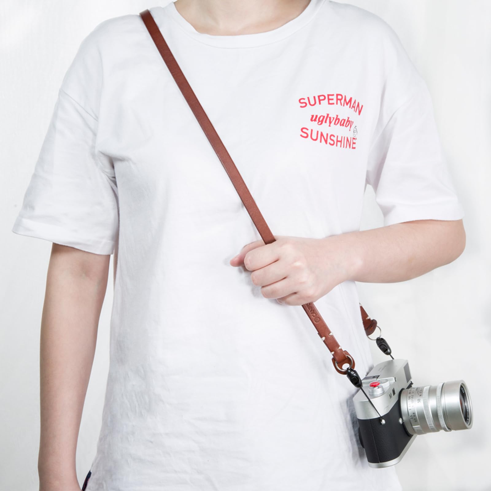 Kameragurt Kamera Halsband Natur Leder Kamera Tragegurt Verstellbar für DSLR SLR Kompakt Kamera für Sony, Canon, Pentax, Nikon, Olympus usw