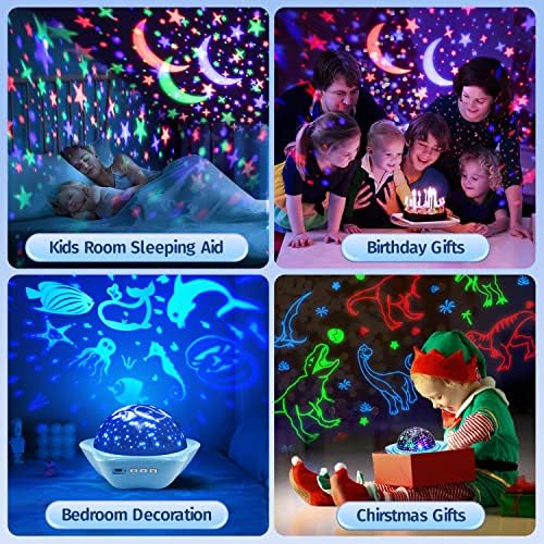 One Fire Night Light for Kids, 48 Lighting Modes Star Lights for Bedroom, 360° Rotating+3 Films Baby Night Light Projector Light, Rechargeable Kids Night Lights for Bedroom,Kids Gifts&Kids Room Decor 7
