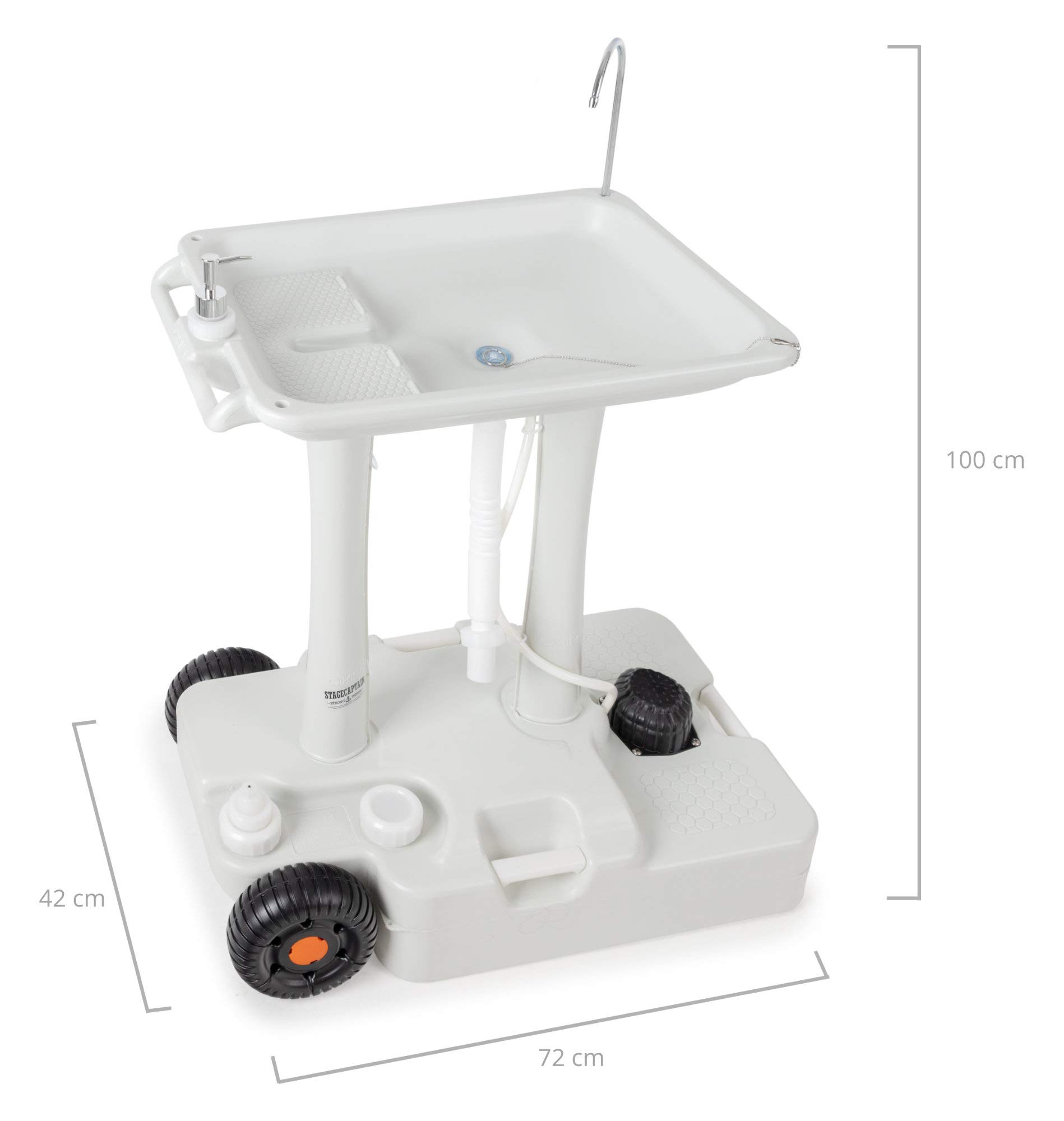 Stagecaptain PSW-30 Pro Quixie Lavabo portable pour camping set deluxe - Station de lavage mobile l'extérieur voyage avec réservoir d'eau à pompe mécanique - Évier chariot réservoir d'eaux usées