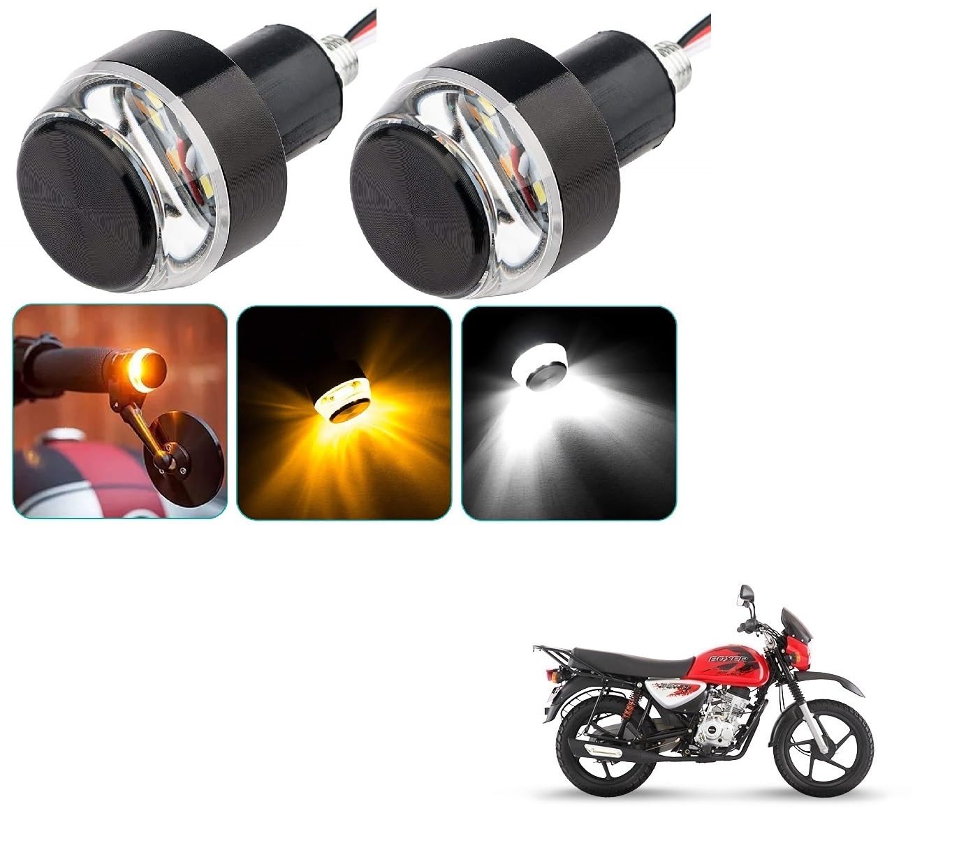 Autoaddict AUTOADDICT Bike And Scooty Handle Bar End DRL/White And Yellow Turn ...