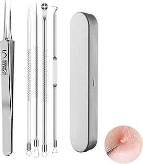 Kit Profesional para Quitar Puntos Negros, 5 Piezas de Acero Inoxidable para Elimina Puntos Negros Nariz, Espinillas y A...