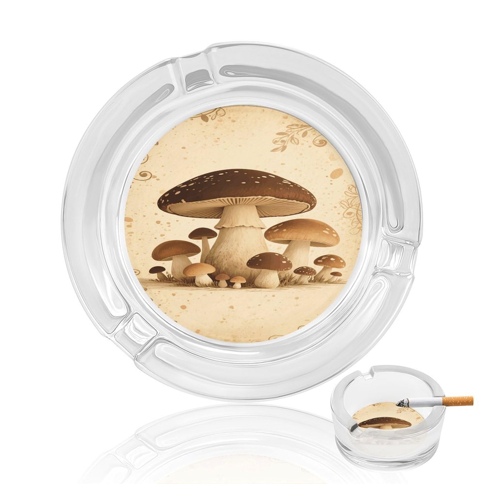 Vintage Mushroom Ashtray Cigar Cigarette Rest Glass Outdoor Cigar Ashtrays with 3 Grooves Travel Cigar Ashtrays Fancy Cute Cool Ash Tray for Smokers Tabletop