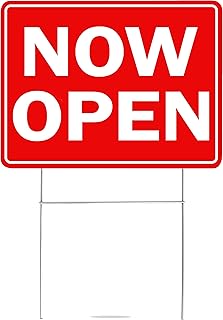 Now Open Yard Sign Double Sided With Stake Large 16 Inch By 12 Inch