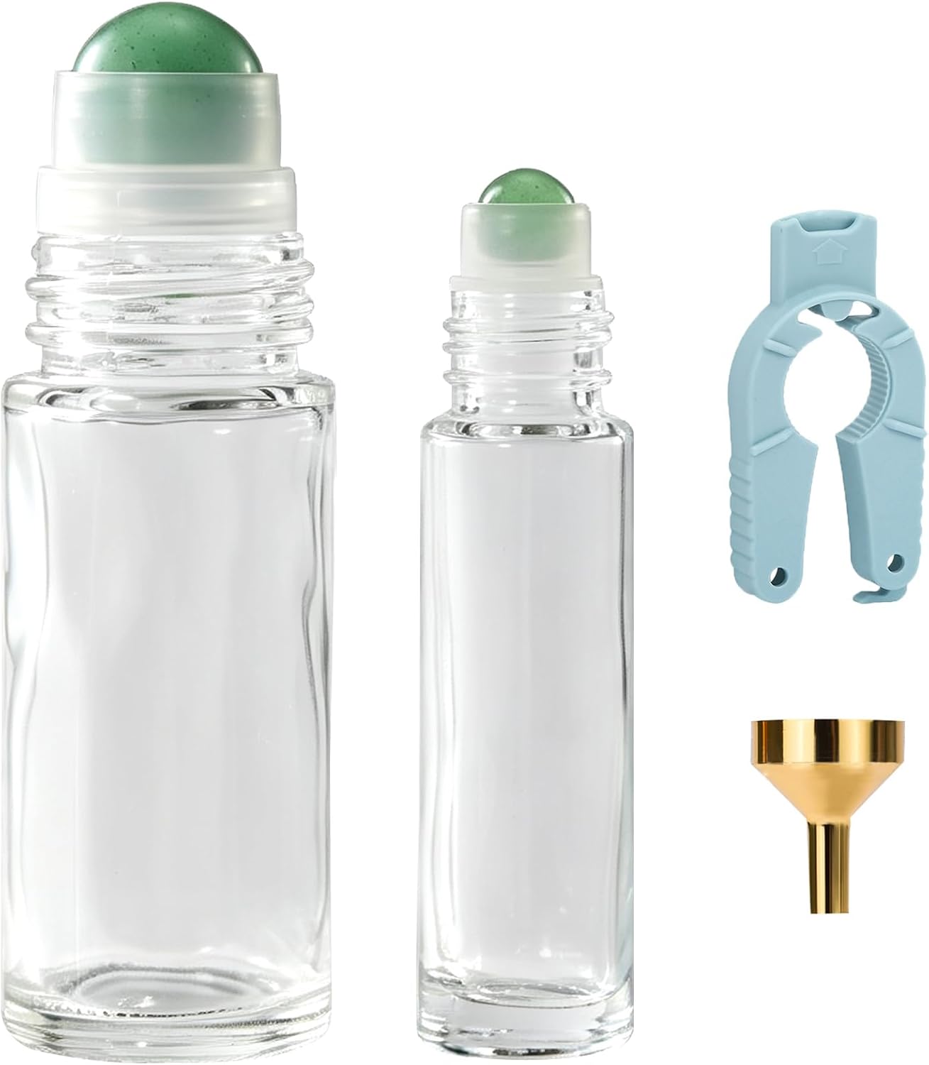 Qeuly Rose Quartz Roller Bottles for Essential Oil, 30ml&10ml Roller Bottle