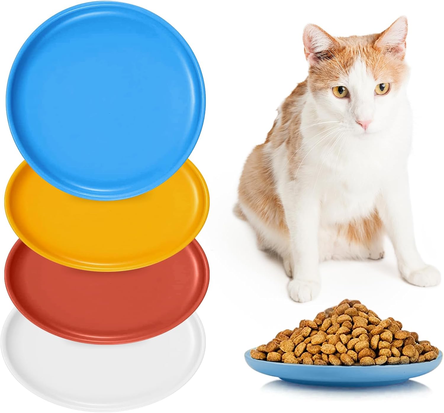 kymqlyw 4 Pcs Whisker Fatigue Relief Cat Bowl Shallow Cat