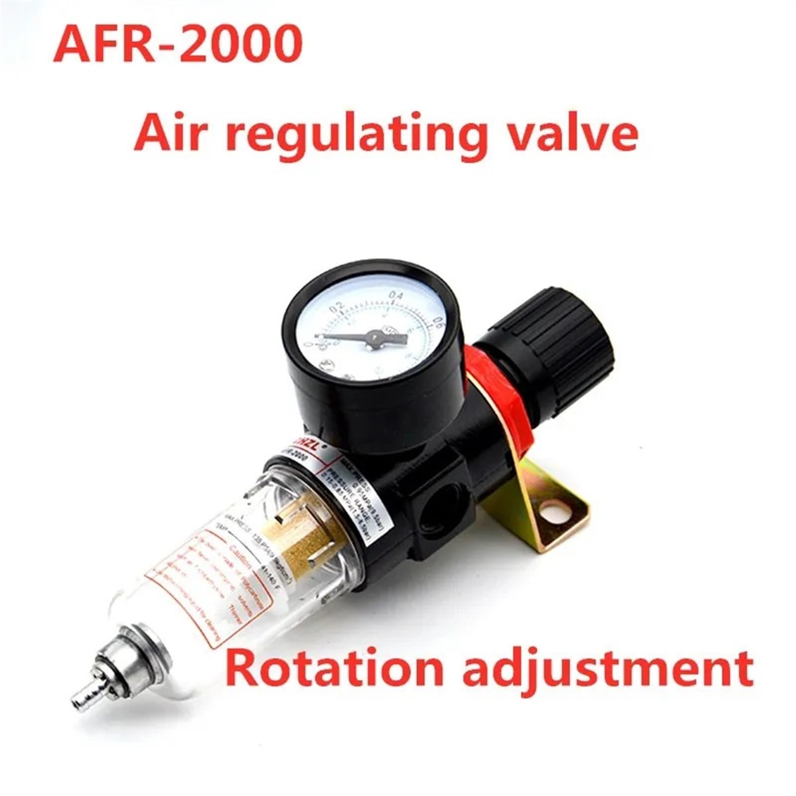 Filtro di trattamento della fonte d'aria pneumatica AFR2000 Manometro regolabile 1/4 di pollice Raccordi di sicurezza 4 mm 6 mm 8 mm 10 mm 12 mm 1 pz(AFR2000-8mm)