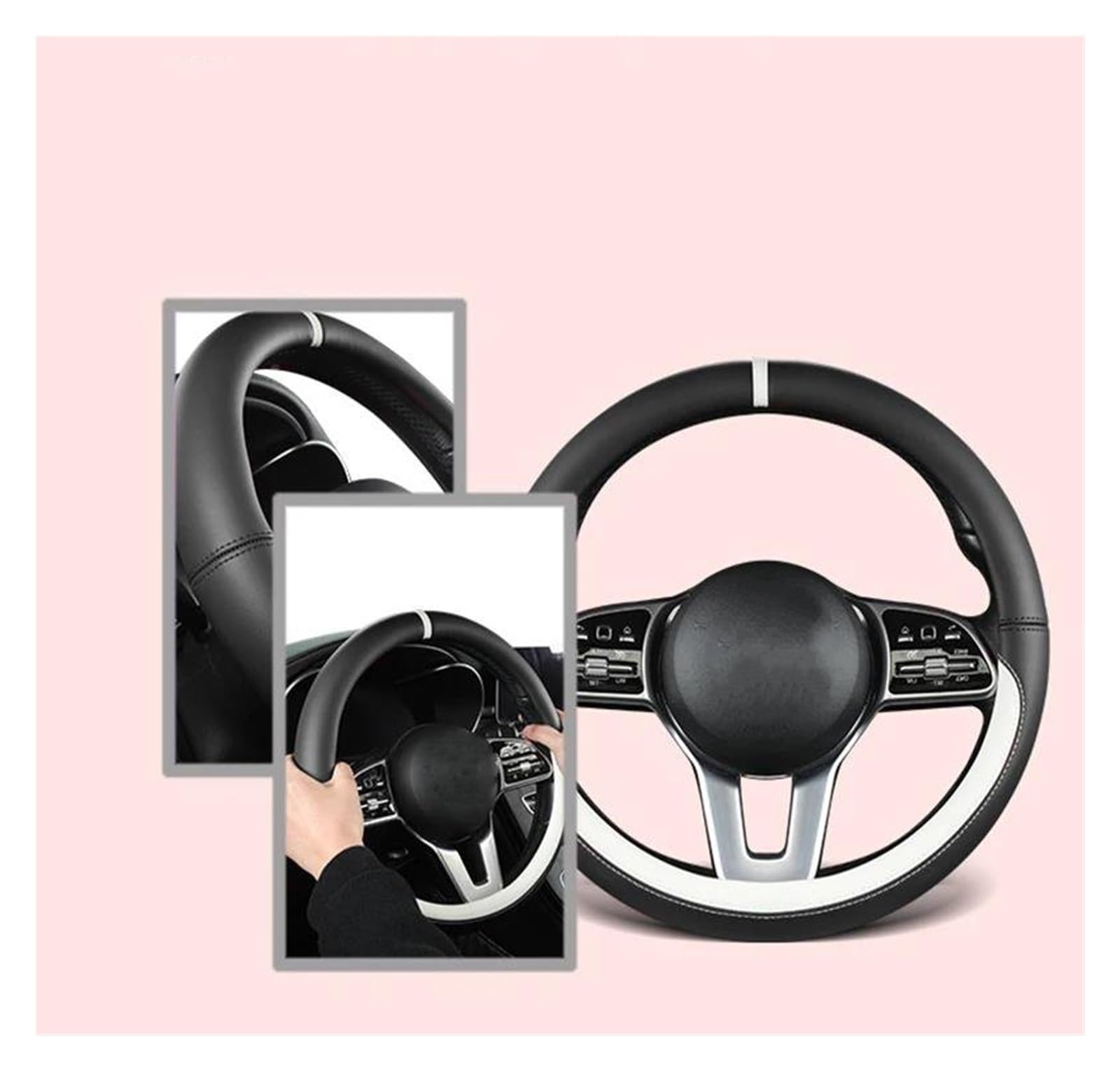Volantes Funda para Volante Coche Accesorios Cuero para Automóvil Adecuados para Isuzu para D-MAX para MU-X III 2020-2023 Funda Volante(Azul)