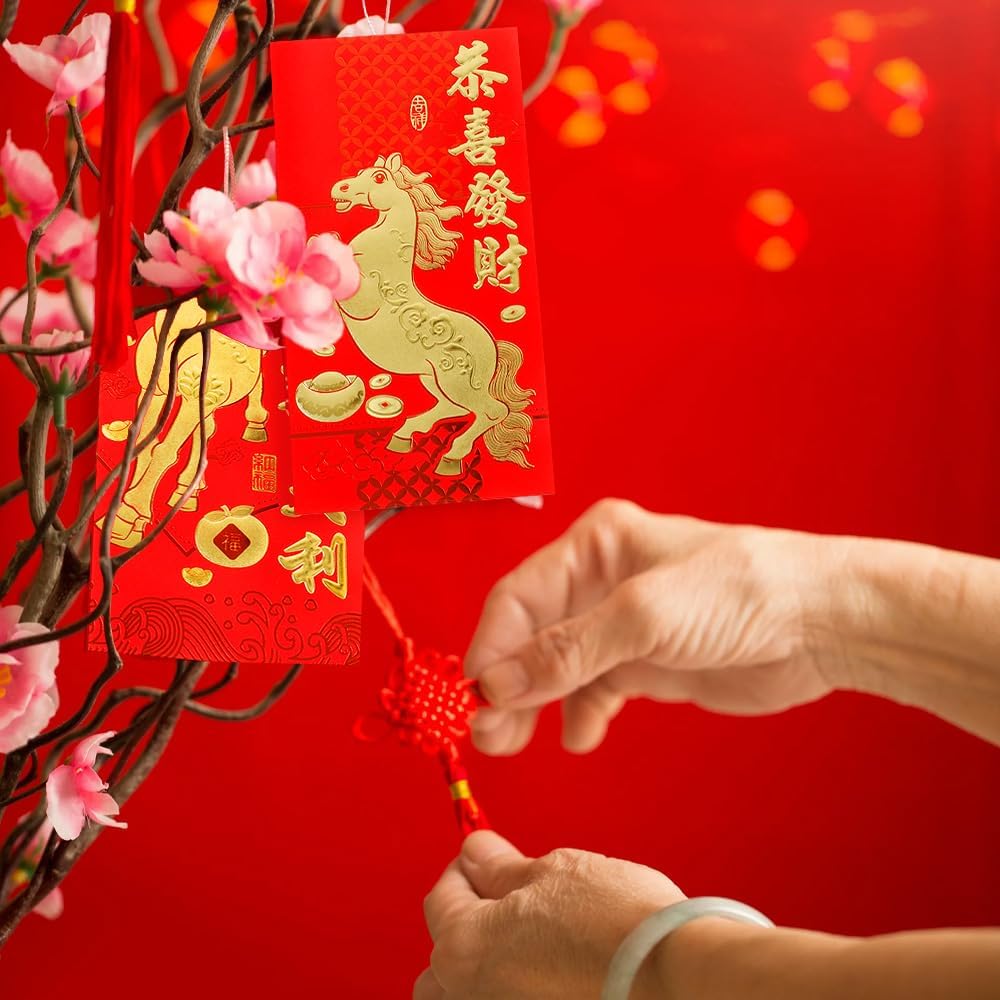 Chinese New Year Red Envelopes, 36 PCS Red Envelopes, Horse Year Reds Envelope 2026, 春节红包, Hong Bao, Lucky Money Envelope Reds Pocket Packet for 2026 New Years Eve Party Spring Festival, 6 Designs - Image 6