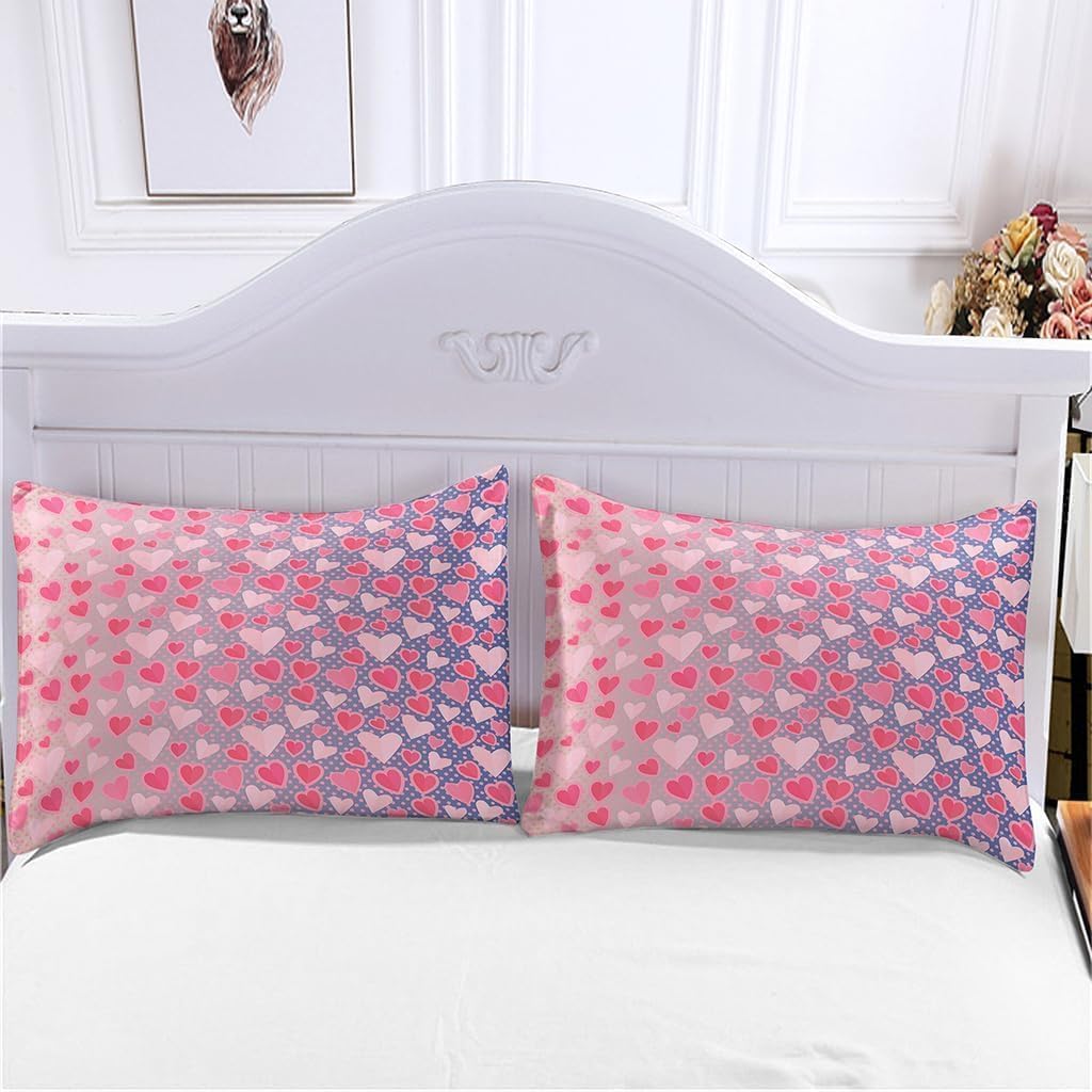 Bettwäsche 200x200 Liebe Bettwäsche-Sets Romantisches Pärchen 3D Druck Bettbezug Liebe Weiche Mikrofaser 3 Teilig Bettbezüge mit Reißverschluss und 2 Kissenbezug 80x80cm I269